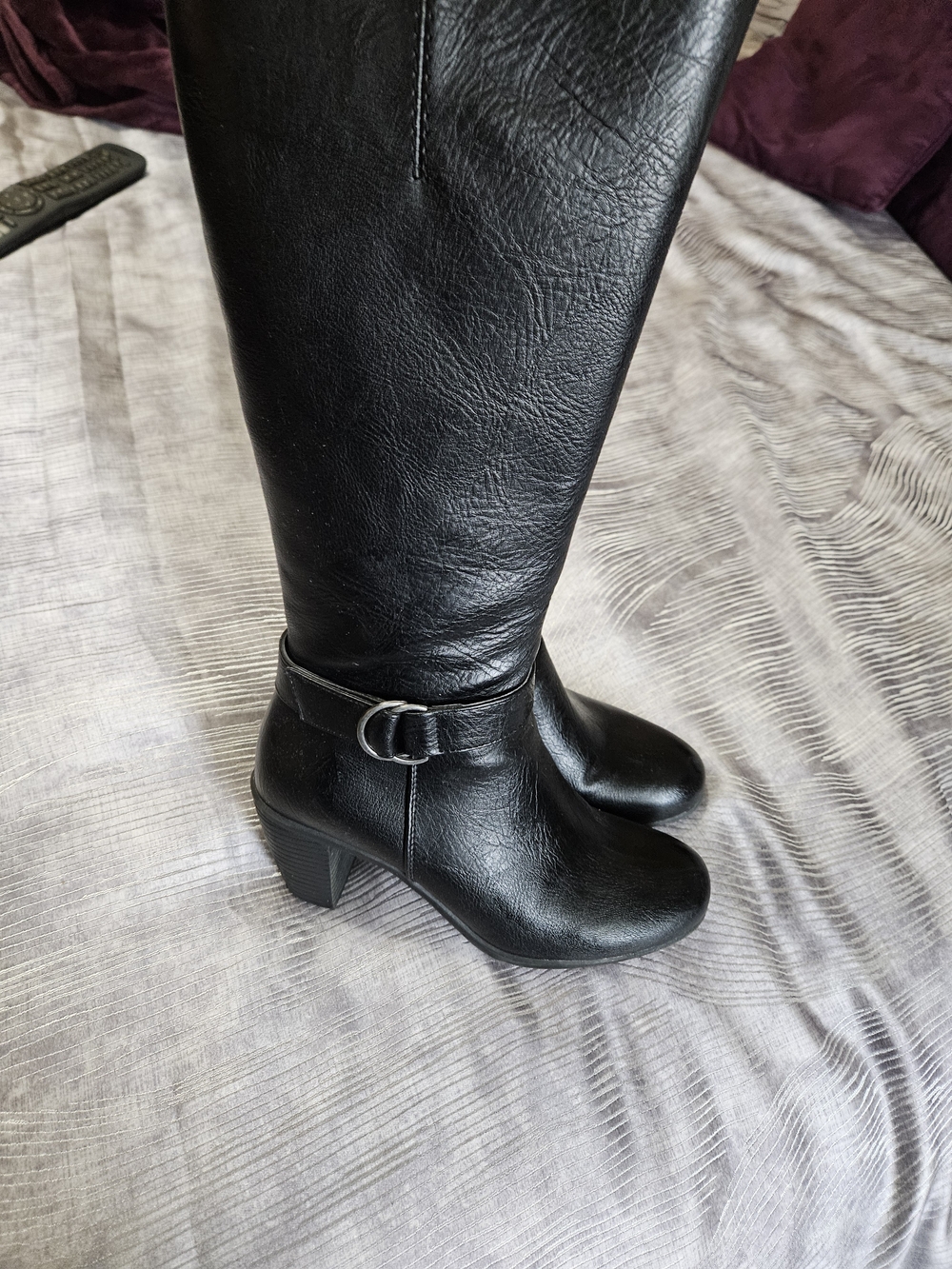 Classic Black Mid-Heel Knee Boots